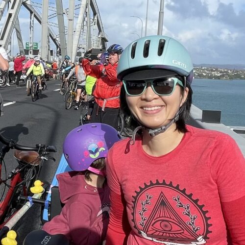 Photo of Su Yin Khoo on the Auckland Harbour Bridge